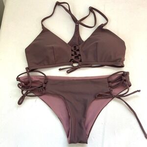Damsel‎ Two Piece Swimsuit Bikini Dusky Plum Purple Womens Medium